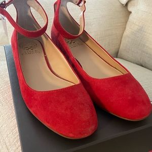 Vince Camuto Red Muse Attera Ankle Strap Rounded Toe Flats